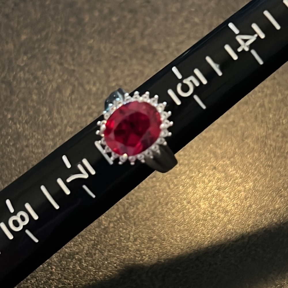 Euc Sterling Silver Synthetic Ruby And White Topa… - image 2